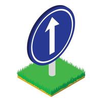 icono de roadsign recto, estilo isométrico vector