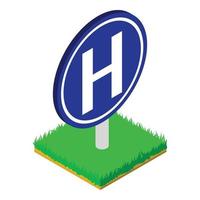 Hospital roadsign icon, isometric style vector