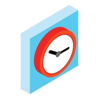 Red clock icon, isometric style vector