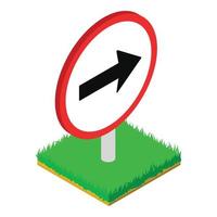 Right turn icon, isometric style vector