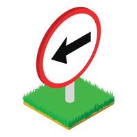 Left turn icon, isometric style vector