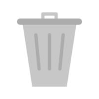 Trash Bin Flat Greyscale Icon vector