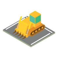 Large bulldozer icon, isometric style vector