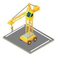 Construction crane icon, isometric style vector