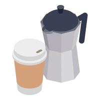 Coffee time icon, isometric style vector