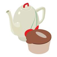 Fruit tea icon, isometric style vector