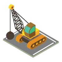 Demolition crane icon, isometric style vector