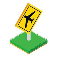 icono de roadsign del aeropuerto, estilo isométrico vector