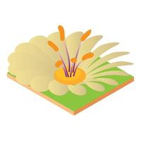 Unusual flower icon, isometric style vector