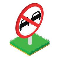 No overtaking icon, isometric style vector