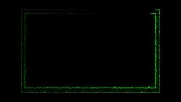 animação de eletricidade ou forma de quadrado ou retângulo de queima de fogo em quadro de vídeo de canal alfa 4k para edição em segundo plano video