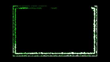 electricity animation, or fire burning square or rectangle shape into 4k alpha channel video frame for background editing