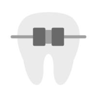 Tooth with Braces Flat Greyscale Icon vector