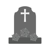 Grave with Flowers Flat Greyscale Icon vector