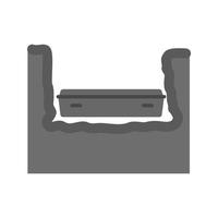 Coffin in Grave Flat Greyscale Icon vector