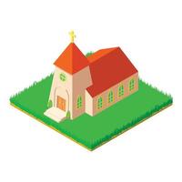 Medieval church icon, isometric style vector