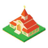 Church architecture icon, isometric style vector