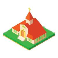 Monastery building icon, isometric style vector