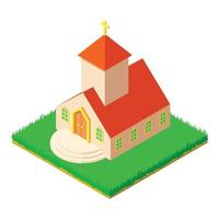 County church icon, isometric style vector
