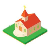 icono de la iglesia cristiana, estilo isométrico vector