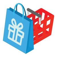 Holiday shopping icon, isometric style vector