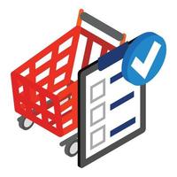 Shopping list icon, isometric style vector