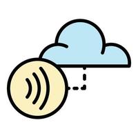 Nfc cloud data icon color outline vector