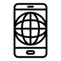 Globe in smartphone icon, outline style vector