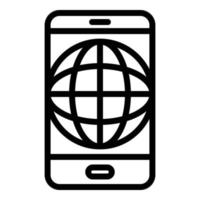 Globe in smartphone icon, outline style vector