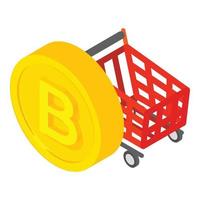 icono de compra de bitcoin, estilo isométrico vector