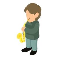 Saxophonist icon, isometric style vector