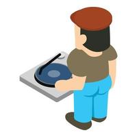 Record player icon, isometric style vector