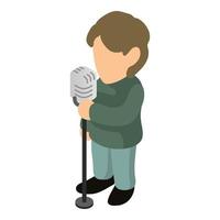 Singer man icon, isometric style vector