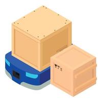 Warehouse robot icon, isometric style vector