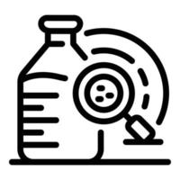 A bottle and magnifier icon, outline style vector