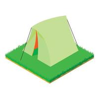 Triangular tent icon, isometric style vector