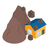 Landslide icon, isometric style vector