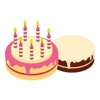 Birthday cake icon, isometric style vector