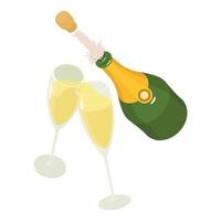 Champagne explosion icon, isometric style vector
