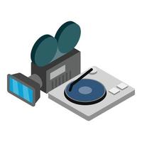 Audio video icon, isometric style vector