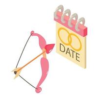 Wedding date icon, isometric style vector