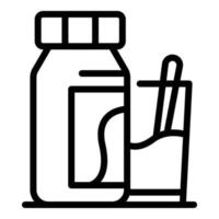 Bottle with potion and glass icon, outline style vector