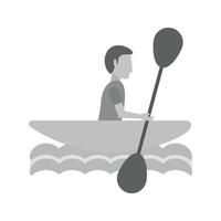 icono de kayak plano en escala de grises vector