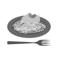 Spaghetti Bolognese Flat Greyscale Icon vector