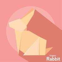 Ilustración de vector de diseño plano de icono de origami de conejo aislado