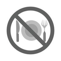 icono de escala de grises plano sin comida vector