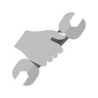 Holding Wrench Flat Greyscale Icon vector