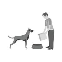 Feeding Pet Flat Greyscale Icon vector