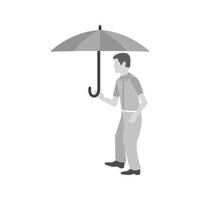 Walking in Rain Flat Greyscale Icon vector