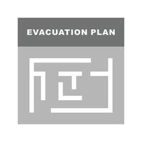 plan de evacuación icono plano en escala de grises vector